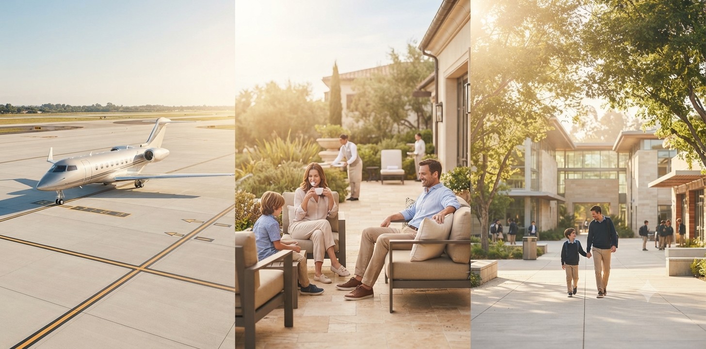 One household, one continuous day across mobility, residence, and education